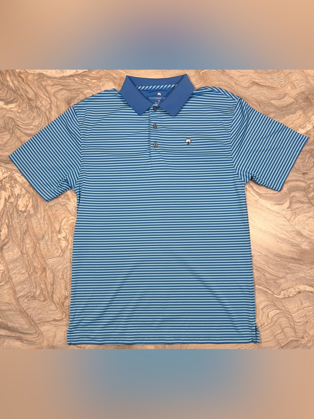 Southern Shirt Dark/Light Blue Stripe Polo Men’s Medium